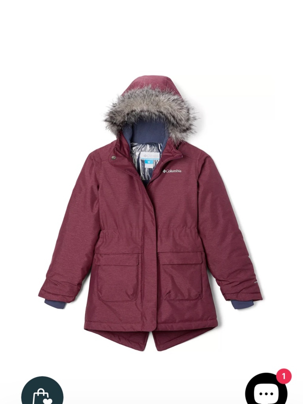 Columbia Burgundy Winter Parka with Faux Fur Trim